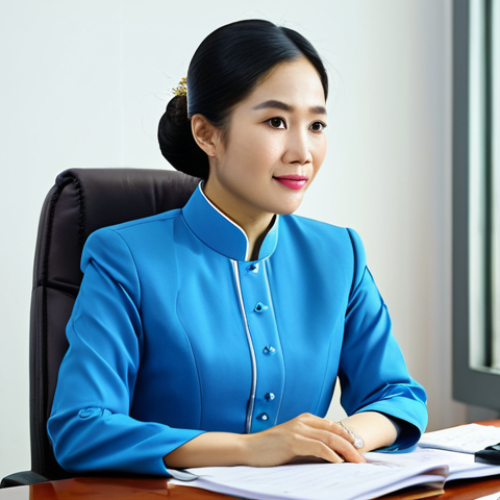 Home 7 **
"A professional Vietnamese businesswoman in a modest ao dai, sitting at a modern desk in a Ho Chi Minh City office, fully clothed, appropriate attire, safe for work, perfect anatomy, natural proportions, professional photography, high quality, family-friendly."
**