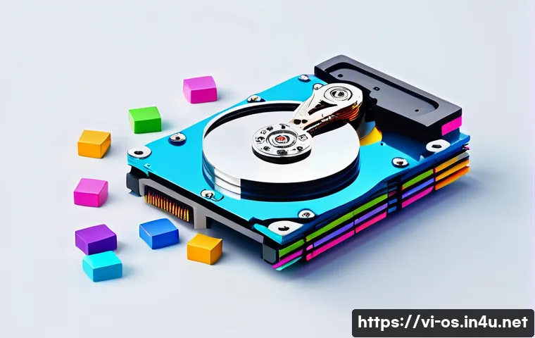 운영체제별 디스크 조각 모음 도구 - The Transformation of a Hard Drive: Defragmentation Before & After**
"A vibrant, high-angle isometr...