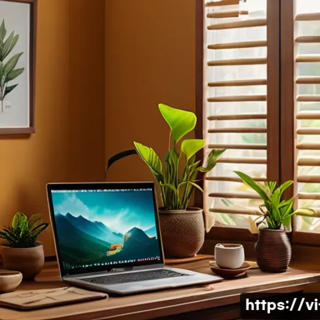 리눅스 초보자를 위한 설치 가이드 - A cozy home office setup featuring a Vietnamese user comfortably working on a Linux laptop with Ubun...
