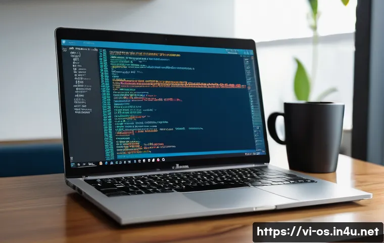 리눅스 터미널 명령어 초보자 가이드 - A detailed, realistic illustration of a Linux terminal interface displayed on a modern laptop screen...
